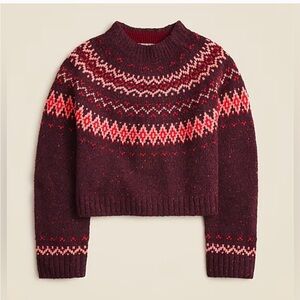 J.Crew Fair Isle wide-mockneck sweater in dark lantern red